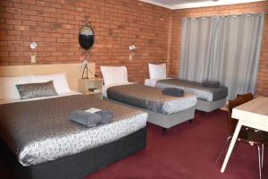 a hotel room with two beds and a television at Shannon Motor Inn in Geelong