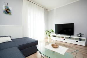 salon z kanapą i telewizorem w obiekcie Holiday apartment IVICA w mieście Milohnići