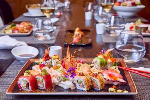 a tray of food on a table at Ushuaia Ibiza Beach Hotel - Adults Only in Playa d'en Bossa