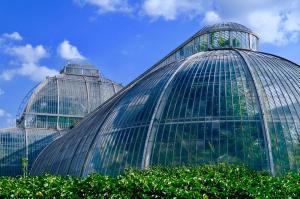 two large glass domes in a greenhouse at Beautiful West London House in London