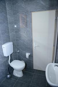 a bathroom with a toilet and a sink at Prenoćište-Vila Tasić in Vranje +18 photos