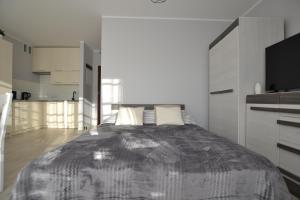 Katil atau katil-katil dalam bilik di Darłówko Apartament Morski V