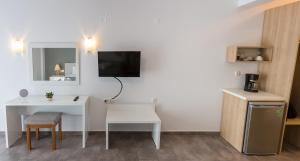 Kuchyň nebo kuchyňský kout v ubytování Blue Sea Hotel