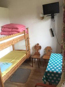 Posteľ alebo postele v izbe v ubytovaní Villa jumper widok na całe Tatry łazienka nie jest w pokoju i jest wspólna z innymi ludźmi