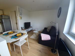 a living room with a couch and a table at les lilas in Ozoir-la-Ferrière