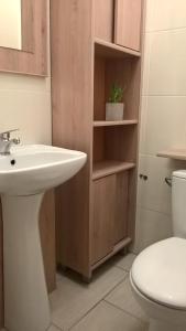 エウクにあるRockxi - Apartament Ełkの洗面台とトイレ付きのバスルーム