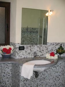 een badkamer met een wastafel en een spiegel bij La Miseria in Ovada