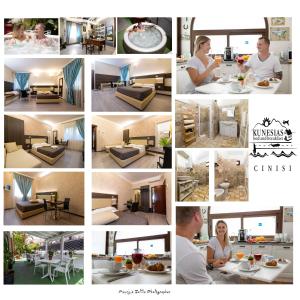a collage of photos of people eating and drinking at Kunesias B&B in Cinisi