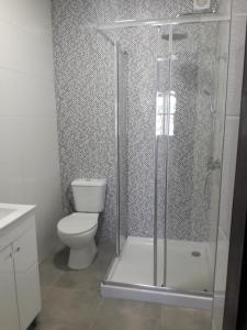 a bathroom with a shower and a toilet at Quinta Cosy in Paderne +26 photos