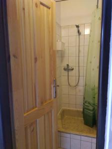 een badkamer met een bad en een douche met een douche bij Pension Family Club in Libišany