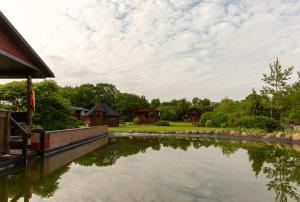 Pühajõe的住宿－Pühajõe Holiday Park，享有房子池塘的景色