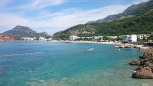 a beach with a group of boats in the water at BG Villa, Apartment L in Sutomore