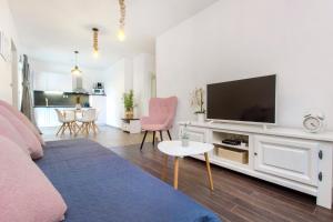 Televízia a/alebo spoločenská miestnosť v ubytovaní Apartmani Bedem