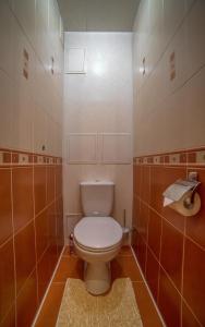 a bathroom with a white toilet in a room at PaulMarie Apartments on 40 Stroiteley Street in Soligorsk