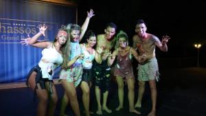 a group of people dressed in paint posing for a picture at Thassos Grand Resort in Alyki