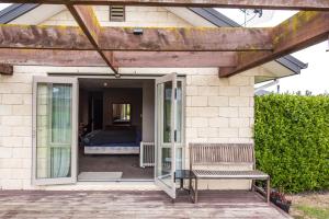a patio with a door open to a bedroom at Rolleston Paradise-Master Bedroom with Ensuite Only in Rolleston