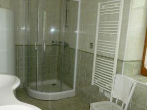 un bagno con doccia con porta in vetro di GITE "La Bournillière" a Vicq-sur-Nahon Altre 24 foto