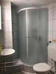 a shower with a toilet and a sink in a bathroom at Villa Danmarie in Vinišće +36 photos