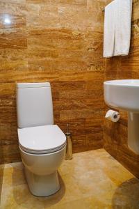 a bathroom with a white toilet and a sink at CHALET DILIJAN VILLAS in Dilijan