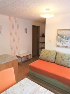 salon z kanapą i stołem w obiekcie APARTMÁN BERAN w Rokitnicach nad Izerą