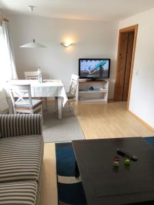 ein Wohnzimmer mit einem Sofa und einem TV in der Unterkunft Apartment 2 in Wyk auf Föhr