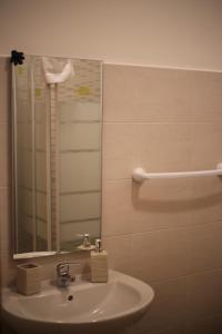 ein Bad mit einem Waschbecken und einem Spiegel in der Unterkunft LA CASA DELL'ORSO in Ciampino