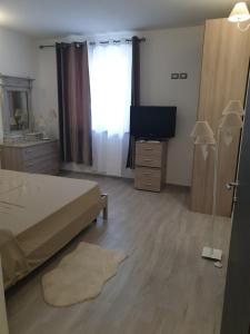 帕西尼亞諾特拉西梅諾的住宿－Civico36，一间卧室配有一张床和一台平面电视