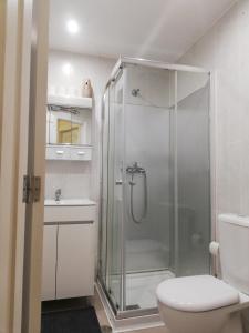 ブラガにあるMicroRent Roomsのバスルーム(シャワー、トイレ、洗面台付)