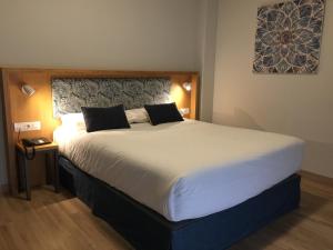 a bedroom with a large bed in a hotel room at Hotel Celanova in Celanova