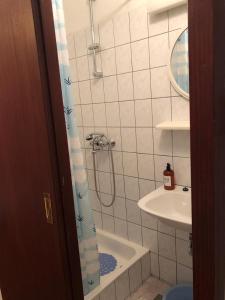 ein Badezimmer mit Dusche und Waschbecken in der Unterkunft Apartment DAZ in Makarska