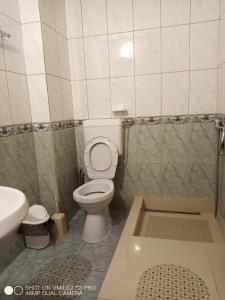 a bathroom with a toilet and a sink at Casa Rodica str. Clabucetului 28 in Buşteni