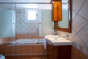 a bathroom with a shower and a sink and a tub at Vaso apartments in Nydri +67 photos