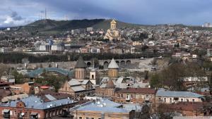 A general view of Tbiliszi or a view of the city taken from a szállodákat
