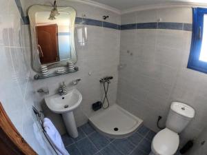 シミにあるIrene Double Apartment Katoiのバスルーム(洗面台、トイレ、鏡付)