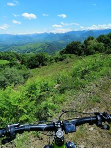 a view from the handlebars of a bike on a hill at Chez CHILO in Barcus