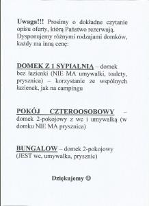 une page d'un document avec les noms des noms dans l'établissement Domki letniskowe Delfin, à Mrzeżyno