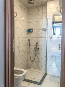 une salle de bain avec une douche, des toilettes et un lavabo dans l'établissement Sultanahmet Nu Hotel, à Istanbul