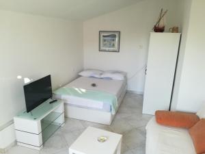 a bedroom with a bed and a tv and a couch at Olive grove in Vodice