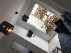 an overhead view of a living room with a window at Castle Apartment in Alicante