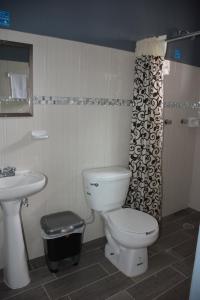 uma casa de banho com um WC e um lavatório em Hotel Milenio Nanacamilpa Tlaxcala em Nanacamilpa