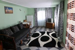 ein Wohnzimmer mit einem Sofa und einem TV in der Unterkunft Садиба Анна - Термальні води Косино in Zapson