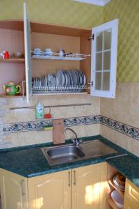 a kitchen with a sink and a counter top at Квартира у моря на Фонтане Аркадия Одесса in Odesa