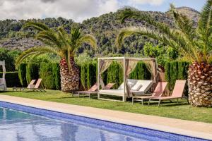 um resort com palmeiras e uma piscina em loftOtel canet em Esporles