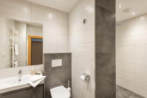 ザンクト・ヨーハン・イム・ポンガウにあるDas Talblick - Appartmentsのバスルーム(洗面台、トイレ、鏡付)