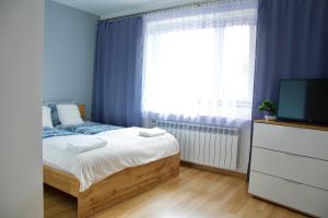 Кровать или кровати в номере Apartamenty ZORZA