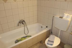 a bathroom with a toilet and a bath tub at Elysium in Glinádhon