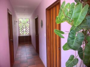 um corredor com uma porta e uma planta em Casa Bella Mya em Taganga