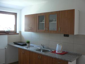 Kuchyň nebo kuchyňský kout v ubytování Penzion Pohůrka