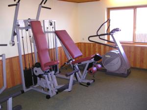 a gym with two tread machines and a treadmill at Hotel Sporthof in Schladming