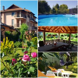 un collage de fotos de una casa y una piscina en Una Valley Bihać, en Bihać